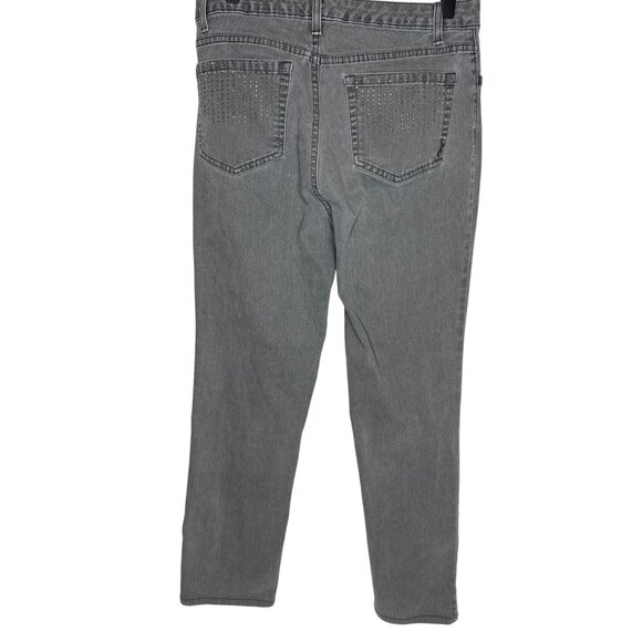 Jones New York Women 10 Gray Straight Leg Jeans Secret Slimming Stretch - Picture 2 of 10